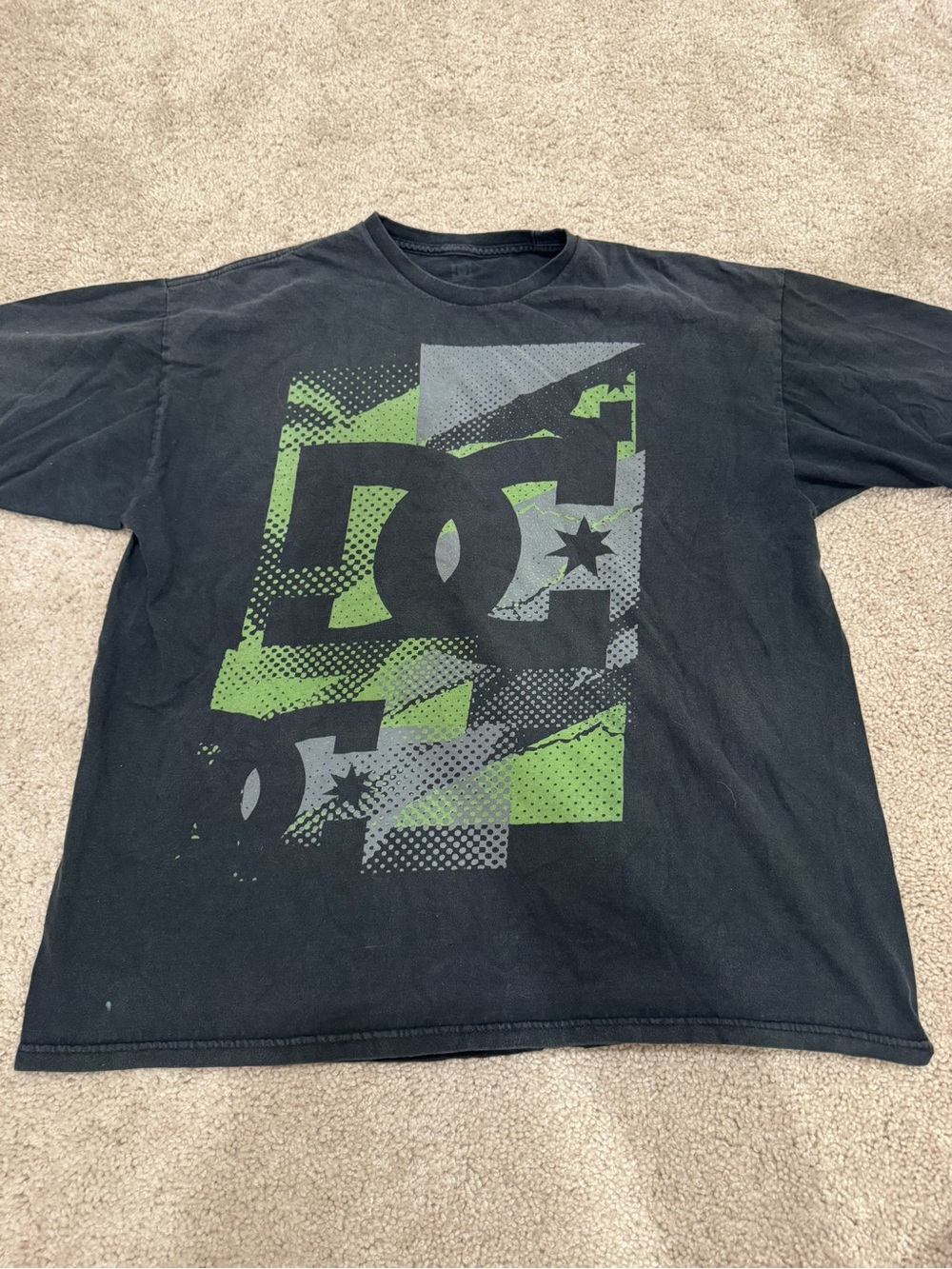 DC Black Short-Sleeve Tee with Green & Gray Graphic